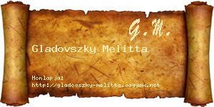 Gladovszky Melitta névjegykártya